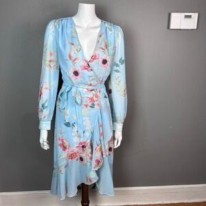 Yumi Kim dress Small wrap dress floral blue feminine ruffle Forever Yours Easter